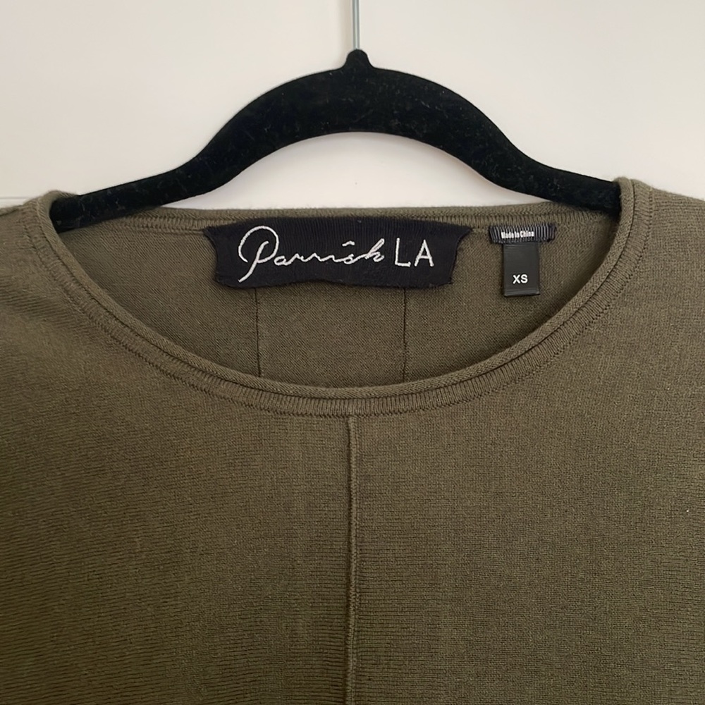 NWT Parrish LA Army Green long sleeve cotton/cashmere sweater XS
